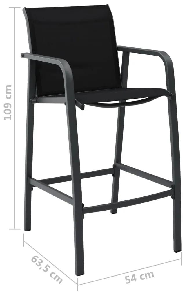 Cadeiras de bar para jardim 2 pcs textilene preto