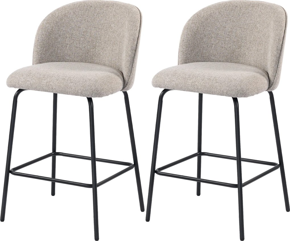 Conjunto de 2 Bancos de Bar, 55 x 50 x 93 cm, Encosto Ergonómico, Cinzento-claro