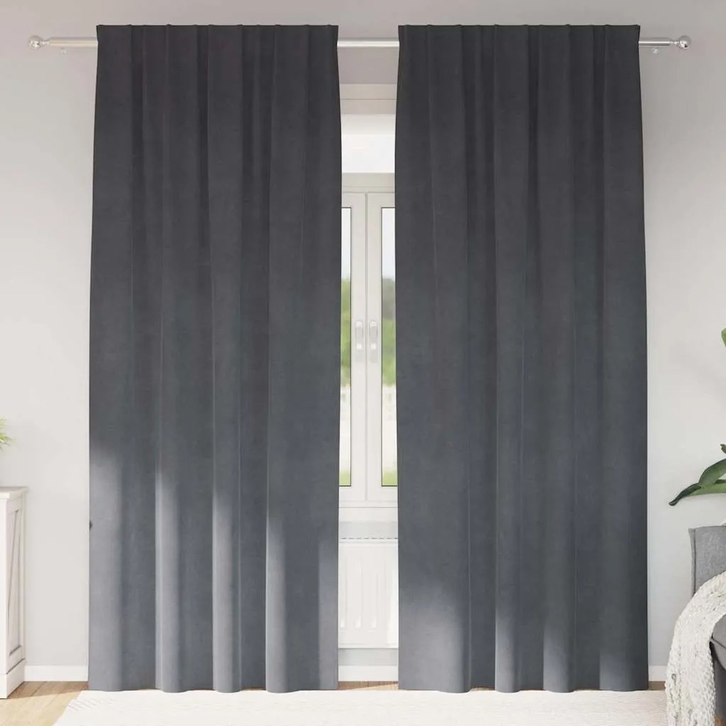 Cortinas Blackout vidaXL com fita superior 2 pcs Veludo Cinza Claro