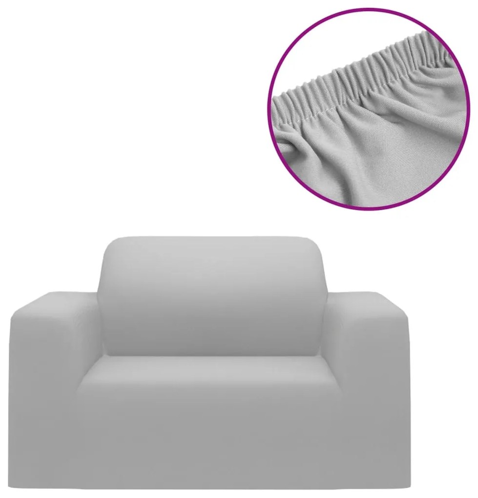 Capa de sofá elástica de jersey de poliéster, cinzento