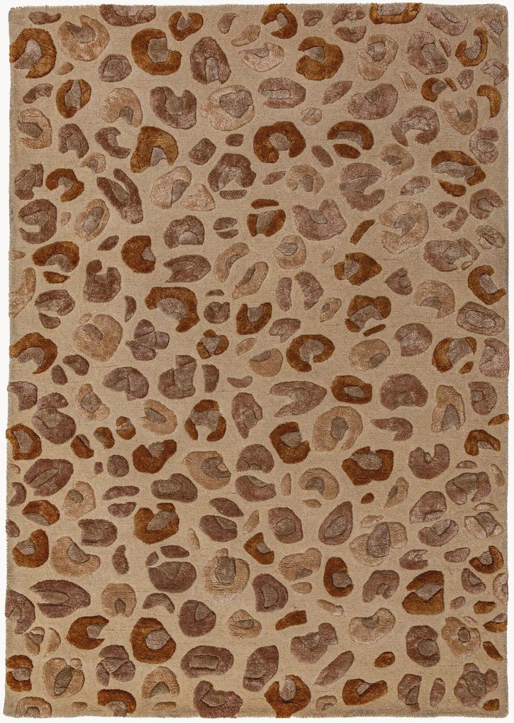Tapete em viscose tufado à mão com relevo Leopard Print