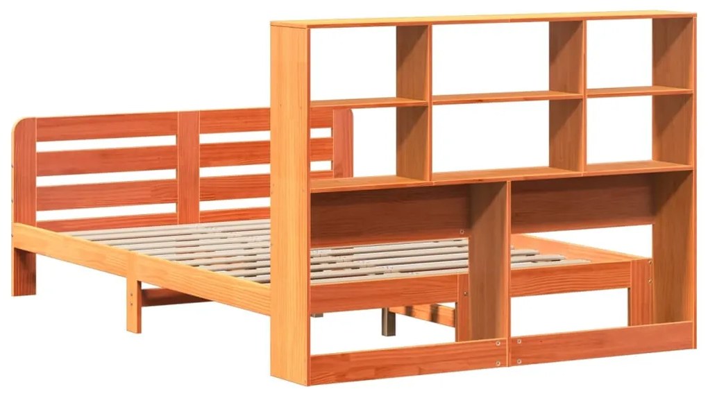 Cama sem colchão 140x190 cm pinho maciço castanho-mel