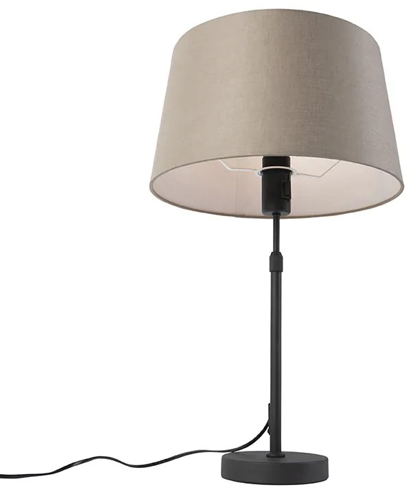Candeeiro de mesa preto com abajur de linho bege 35 cm ajustável - Parte Country / Rústico