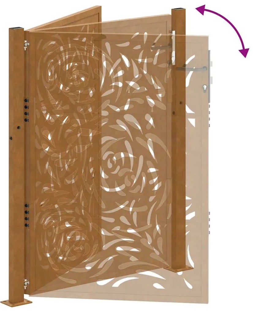 Portão de jardim 105x130 cm design de chama de aço resistente