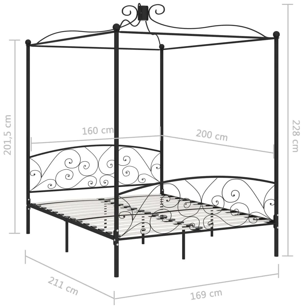Estrutura de cama dossel 160x200 cm metal preto