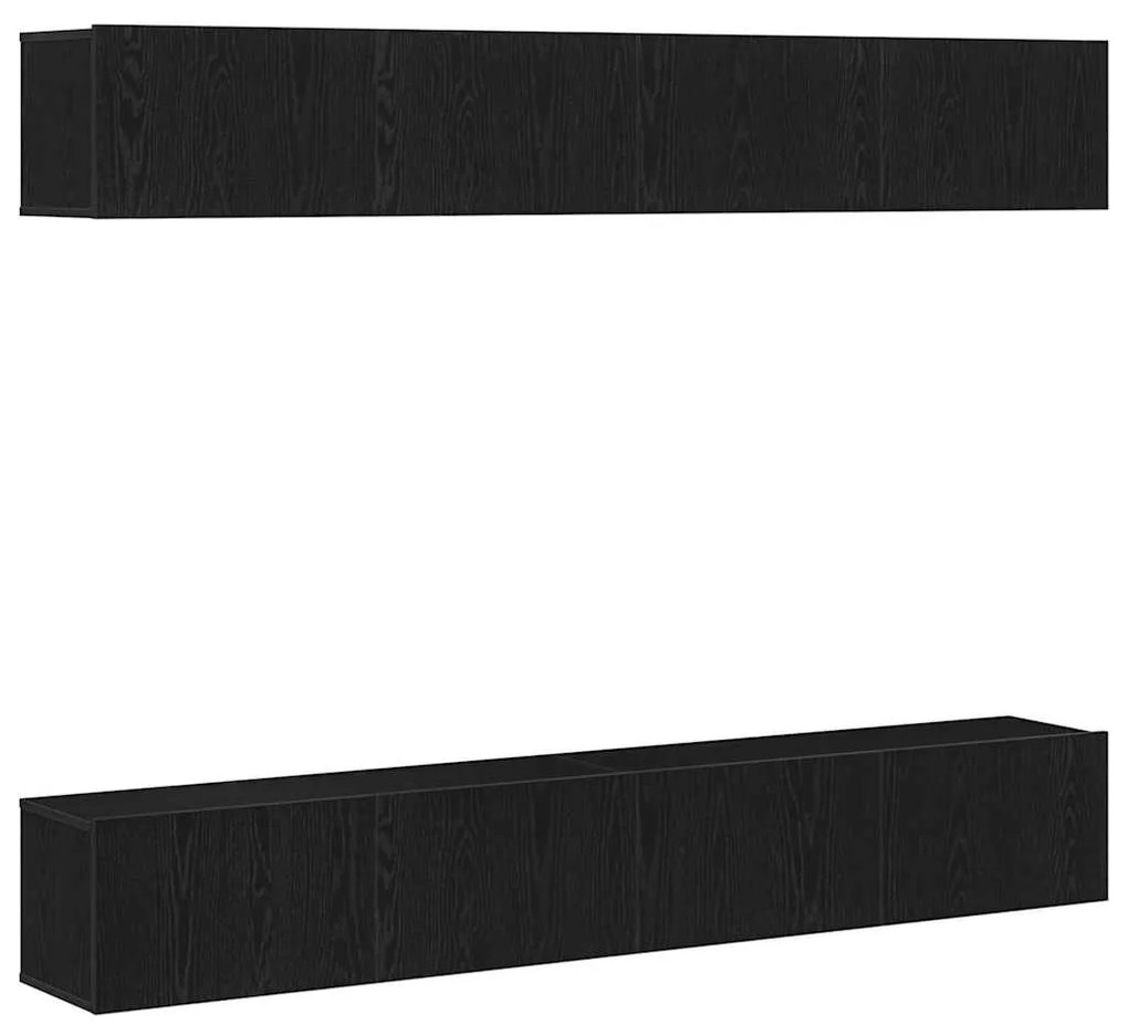 Estante de TV 4 Peças - Montada na Parede em Carvalho Preto