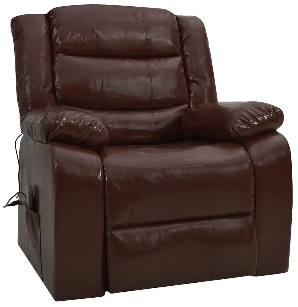 vidaXL Sofá de massagens reclinável couro artificial castanho