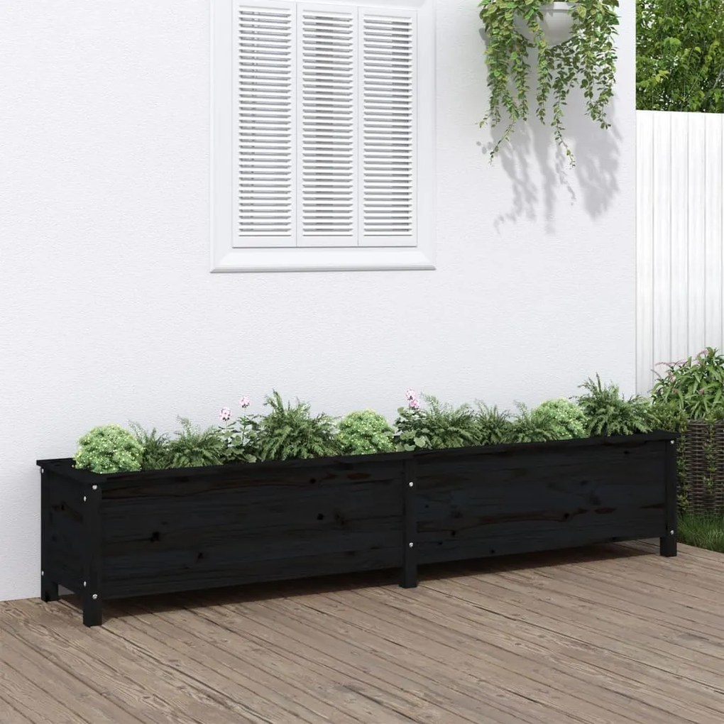 vidaXL Canteiro elevado de jardim 199,5x40x39 cm pinho maciço preto