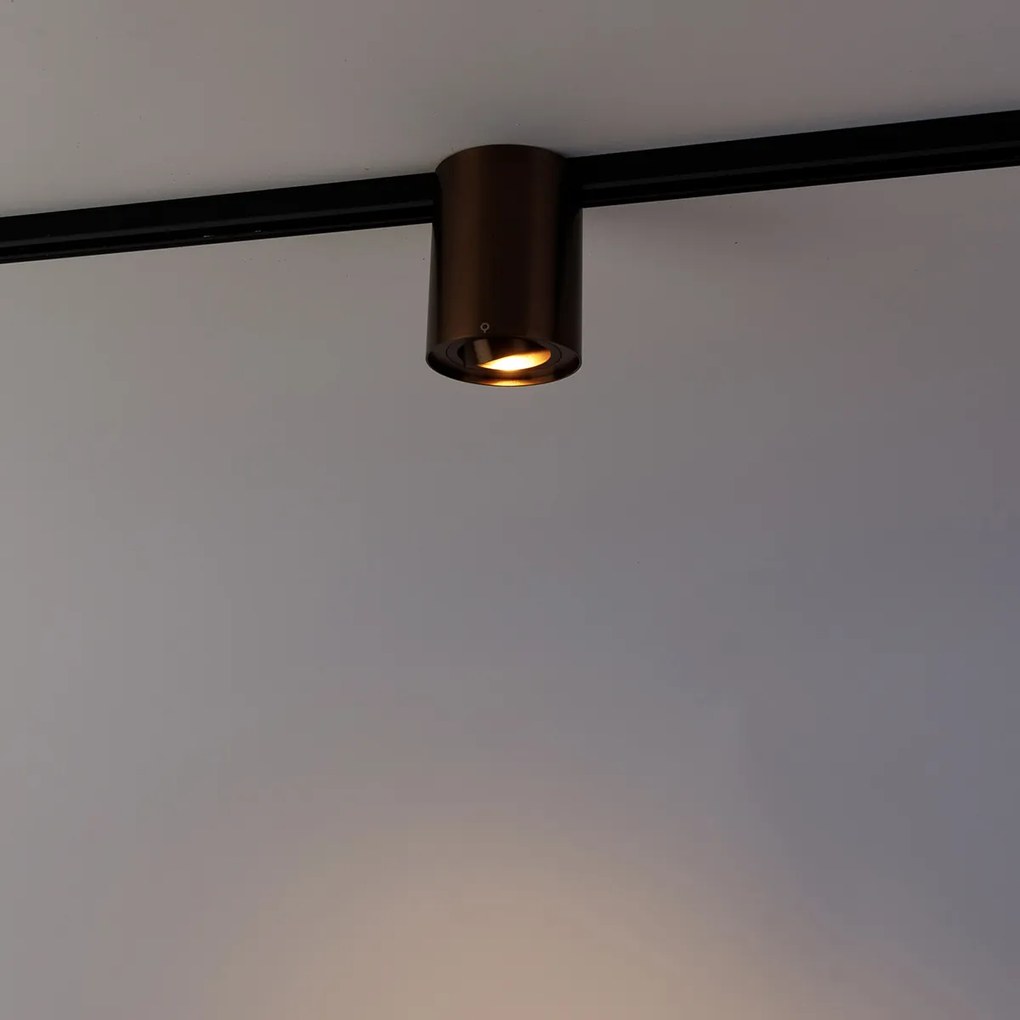 Foco moderno de calha monofásico bronze escuro - Iconic Rondoo Up