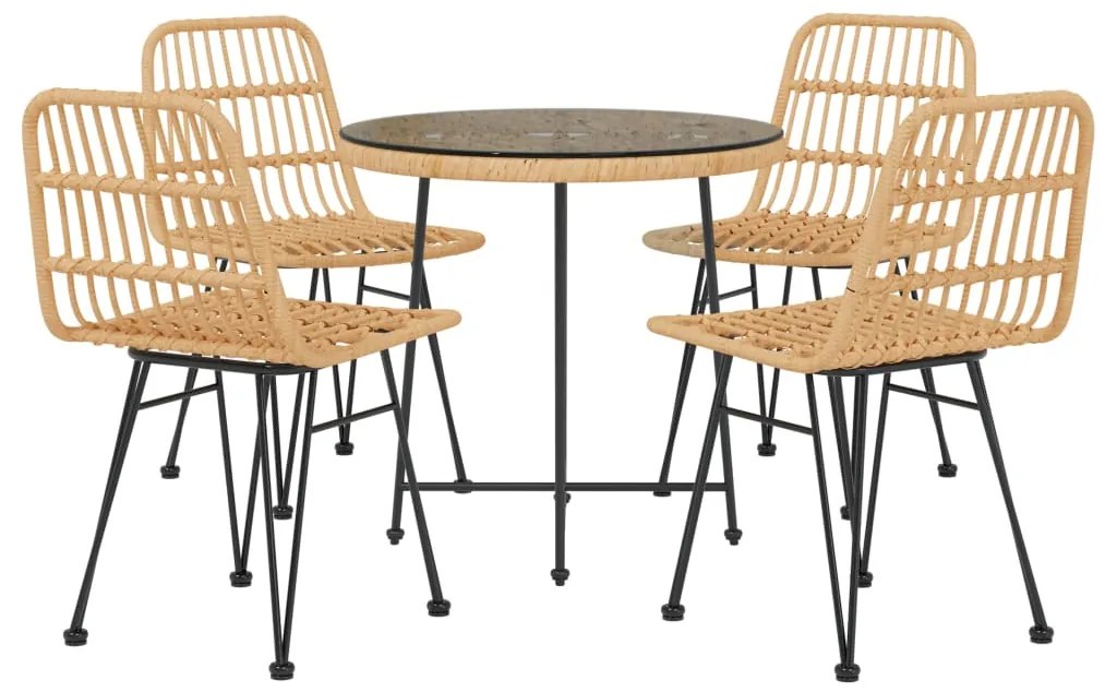 5 pcs conjunto de jantar p/ jardim vime PE