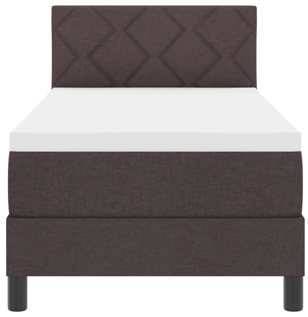 Cama Box Spring com Colchão Marrom Escuro 80x200 cm Tecido