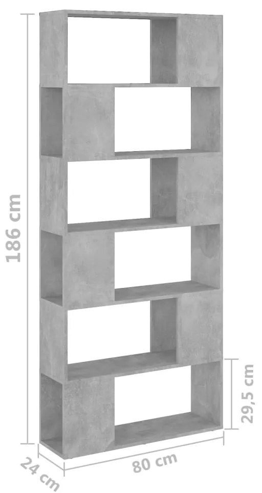 Estante/divisória 80x24x186 cm contraplacado cinzento cimento