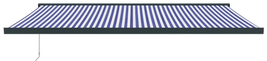 Toldo retrátil 5x3 m tecido e alumínio azul e branco