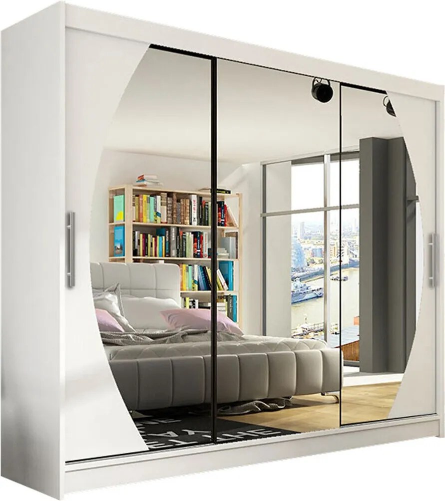 Roupeiro Closico 130, Branco, 215x250x58cm, 203 kg, Portas para roupeiro: Deslizante, Número de prateleiras: 9, Número de prateleiras: 9