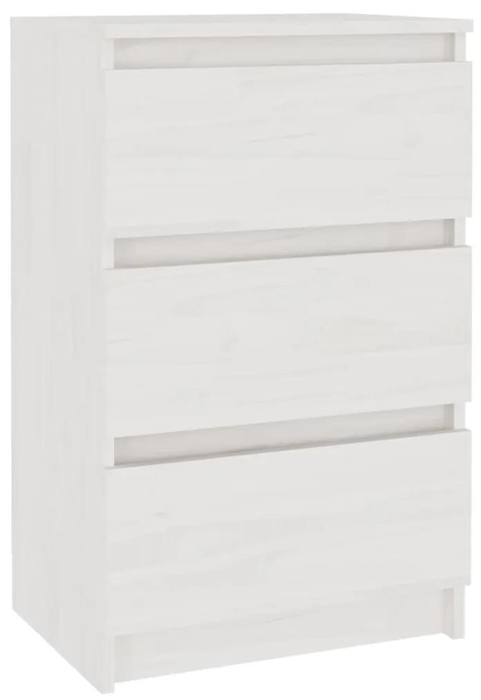 Mesa de cabeceira 40x29,5x64 cm madeira de pinho maciça branco