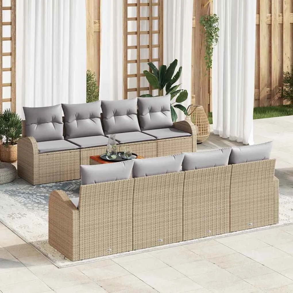 vidaXL Conjunto de Sofá de Jardim 9 pcs Bege, cinza claro