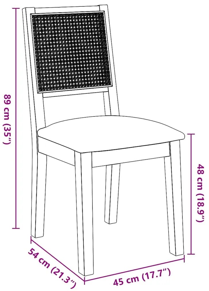 Cadeiras de jantar com almofadões 2 pcs madeira maciça