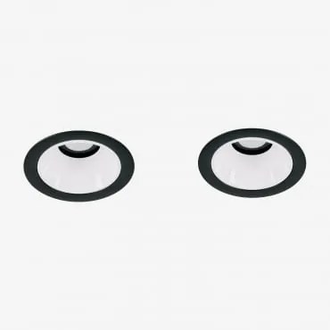 Pack De 2 Downlights Led Embutidos Com Molduras Redondas Ø7 Cm Para Exterior Em Alumínio Luisiana Preto - Branco & Branco 3000k & 8 W & 38º - Sklum