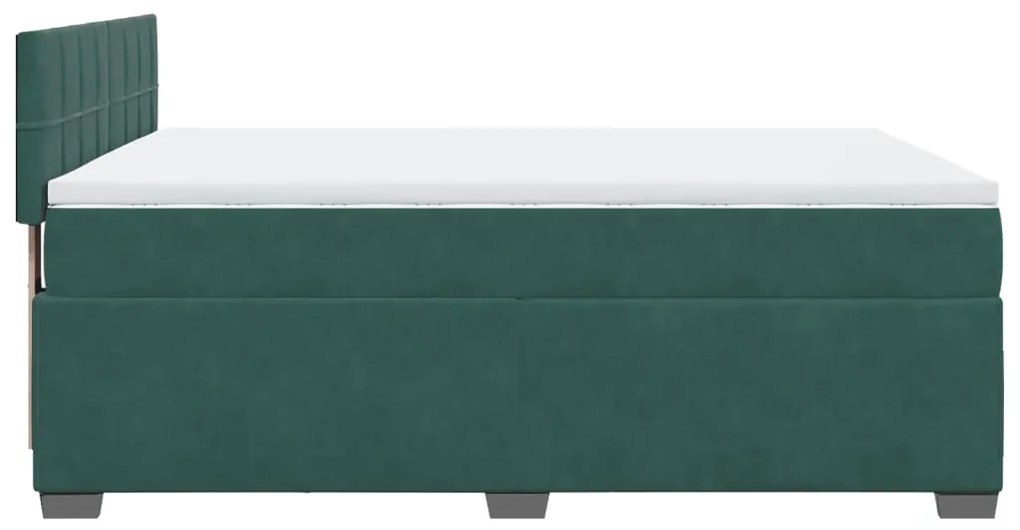 Cama com molas/colchão 140x200 cm veludo verde-escuro