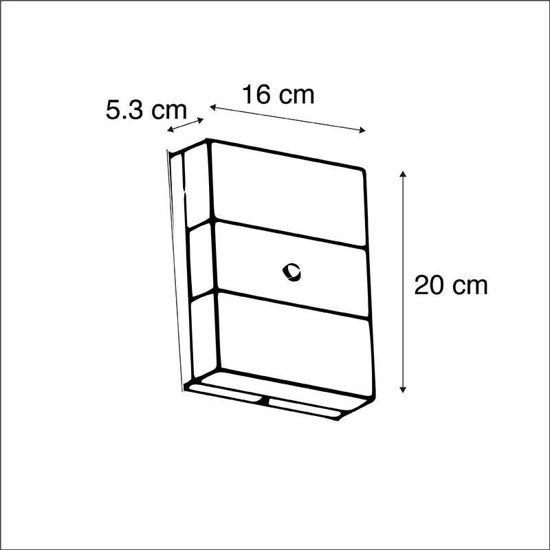 Candeeiro de parede exterior preto IP44 com LED e sensor crepuscular - Dualy
