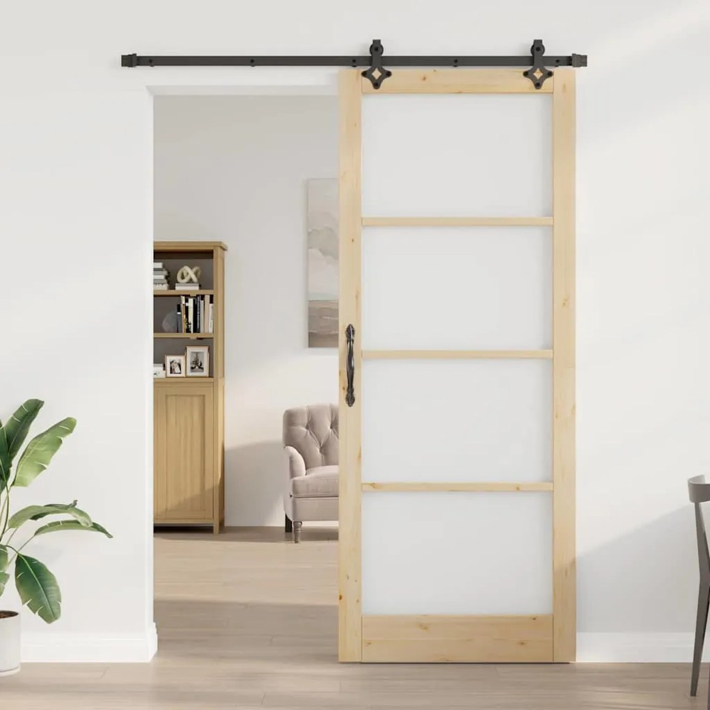 Porta Corrediça vidaXL com Conjunto de Hardware 'ORKDAL'Madeira Sólida