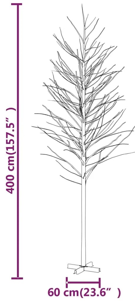 Árvore c/ 672 luzes LED 400 cm bétula branco quente