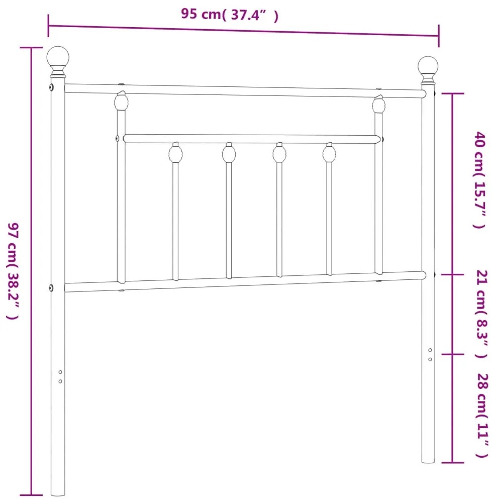 Cabeceira de cama 90 cm metal branco