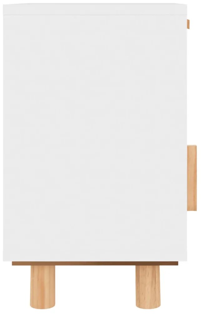 Mesa de cabeceira pinho maciço e vime natural branco