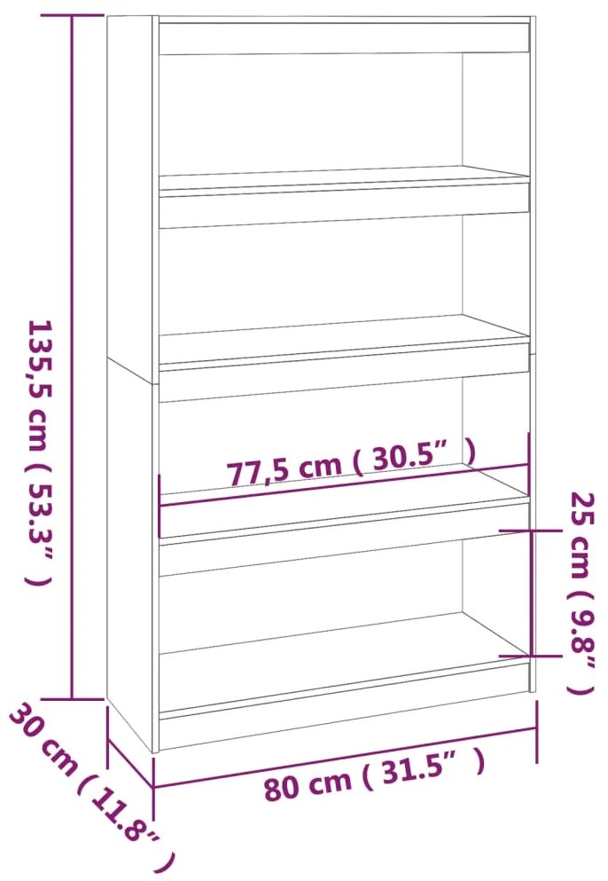 Estante/divisória 80x30x135,5 cm madeira pinho maciça cinzento