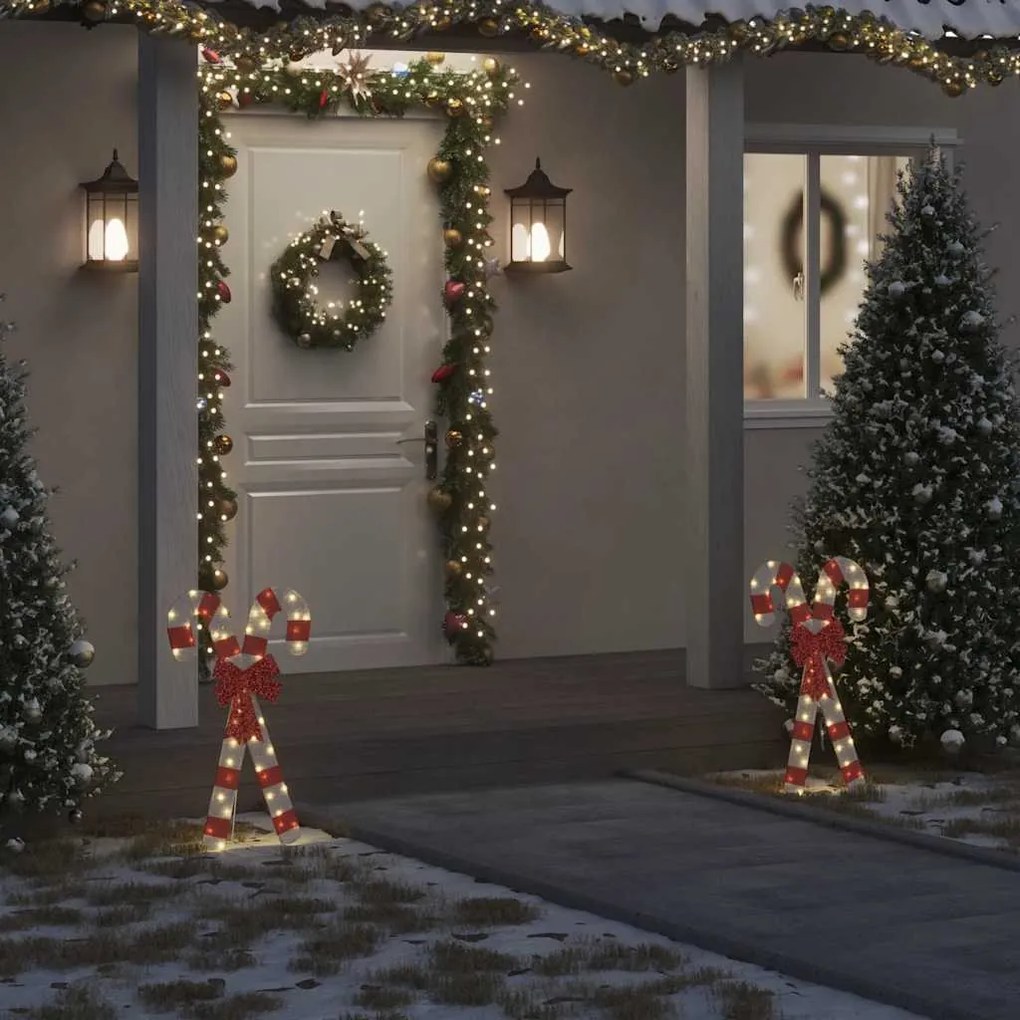 Decoração de Natal bengala doce 50 LED branco quente