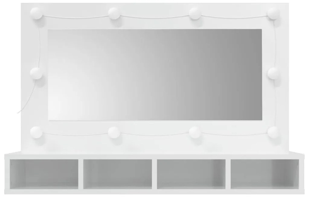 Armário espelhado com LED 90x31,5x62 cm branco brilhante