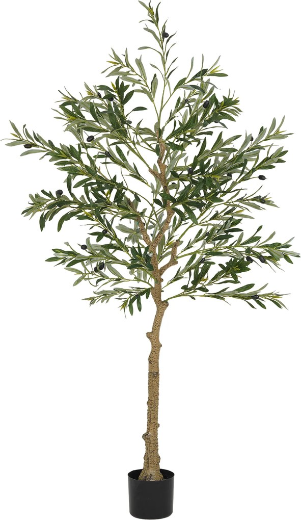 Oliveira artificial de 150 cm, planta artificial para interior, planta decorativa para a casa, escritório, sala de estar e quarto verde