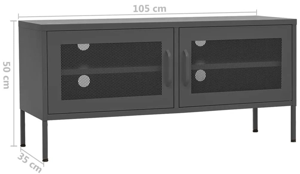 Móvel de TV aço 105x35x50 cm antracite