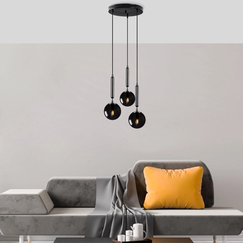 Candeeiro Suspenso King – Preto – 34 x 34 x 134 cm