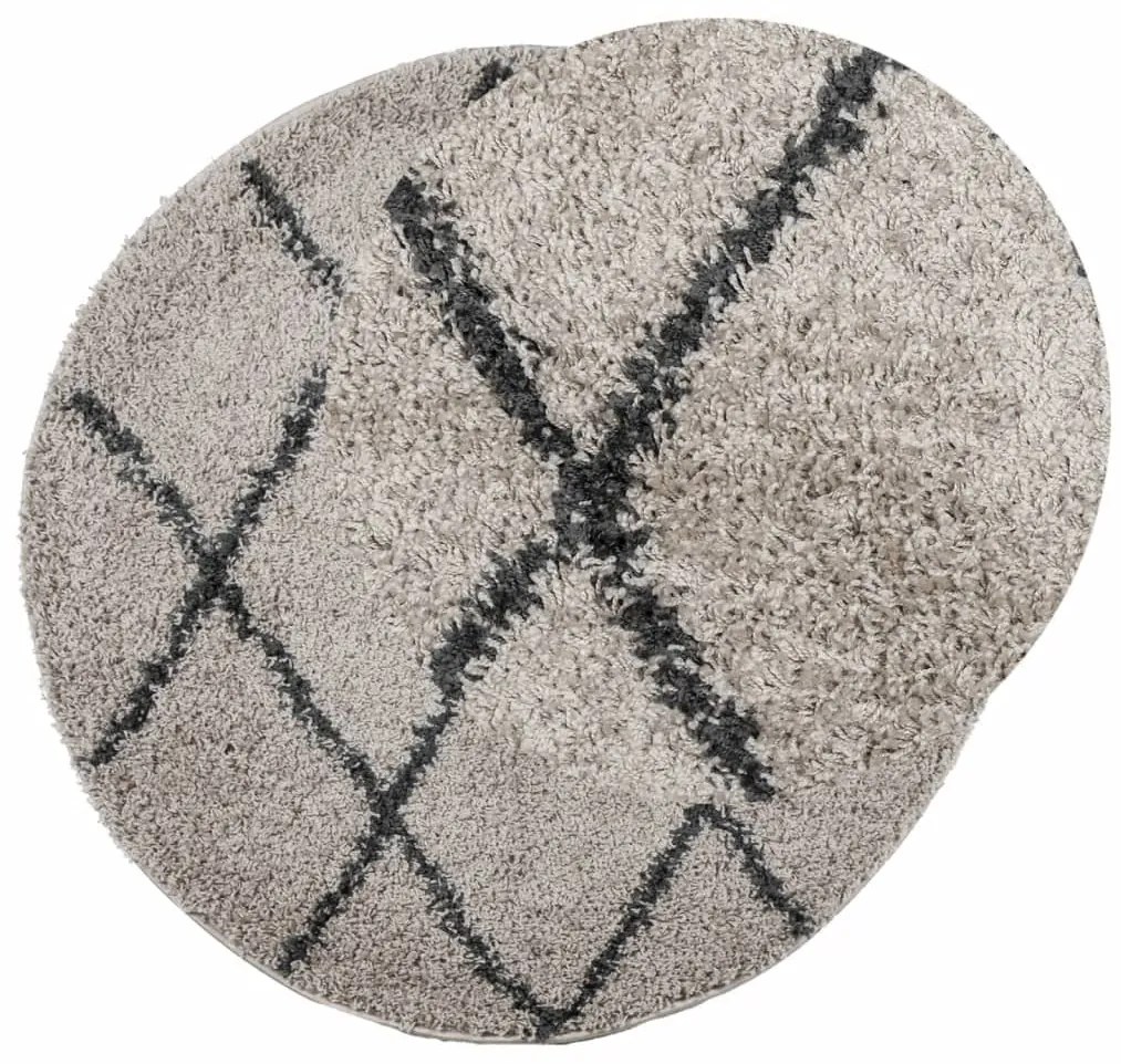 Tapete shaggy de pelo alto PAMPLONA Ø 240 cm bege e antracite