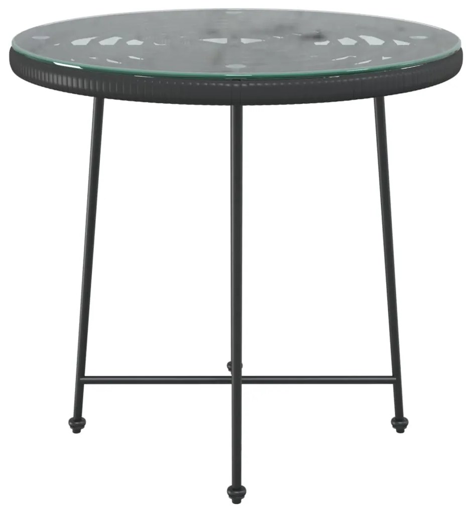 Mesa de jantar Ø80 cm   vidro temperado e aço preto