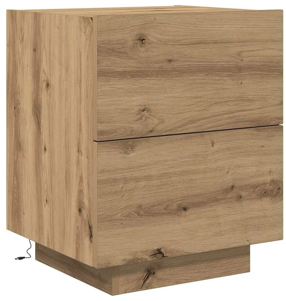Cristaleira vidaXL com Luzes LED Carvalho Artesanal 45x40x55 cm