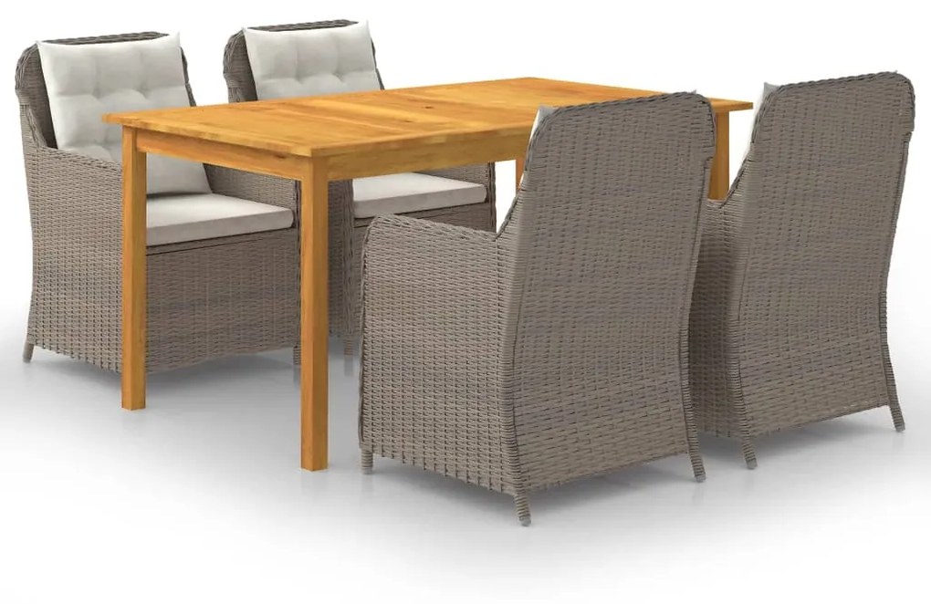 vidaXL 5 pcs conjunto de jantar para jardim castanho