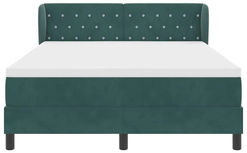 Cama Box Spring com Colchão verde escuro 160x200 cm Veludo