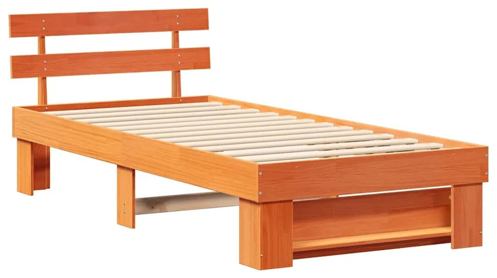 Estrutura da Cama com cabeceira Castanho-mel 90 x 190 cm