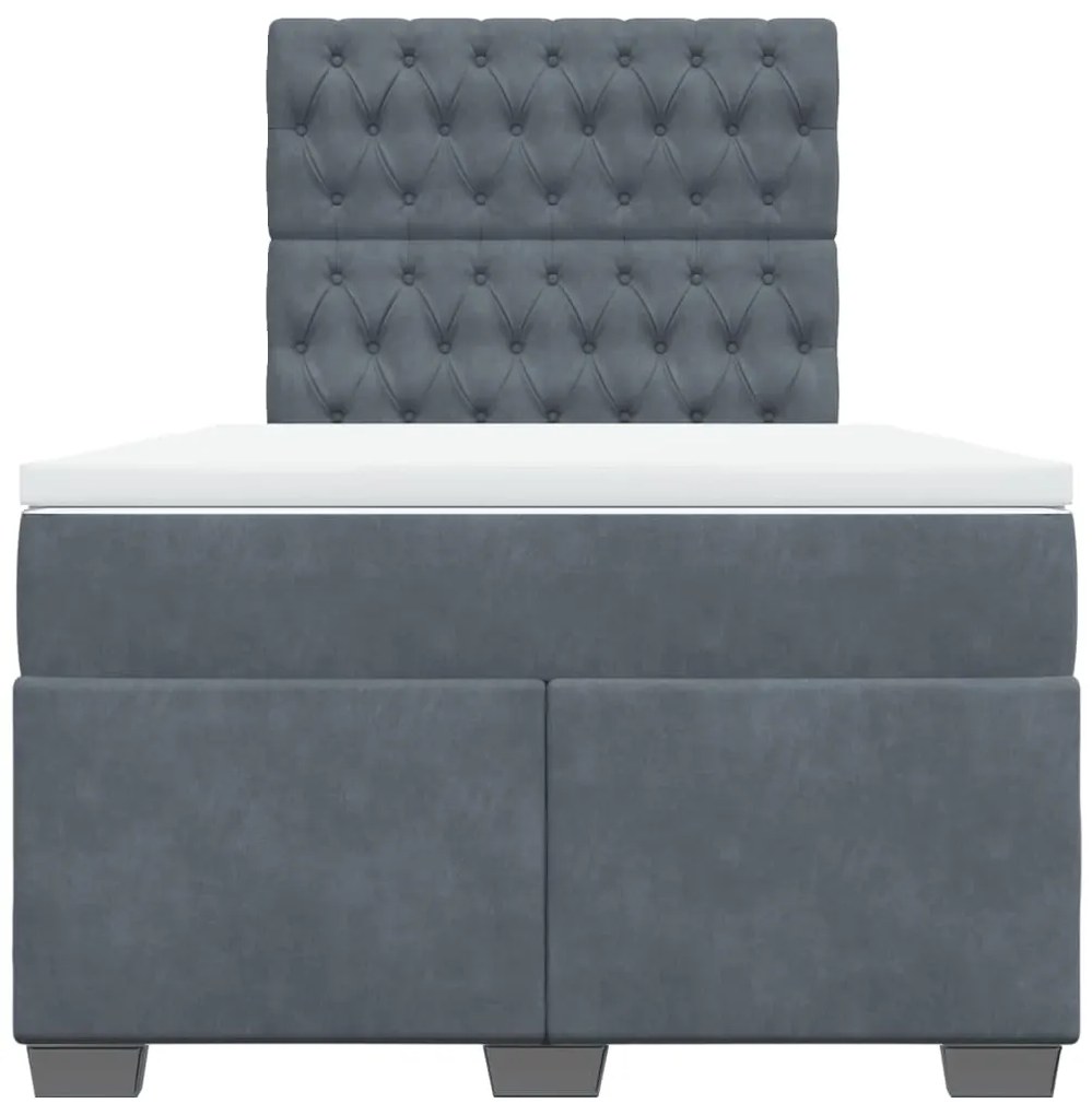 Cama boxspring com colchão 120x190 cm veludo cinzento-escuro