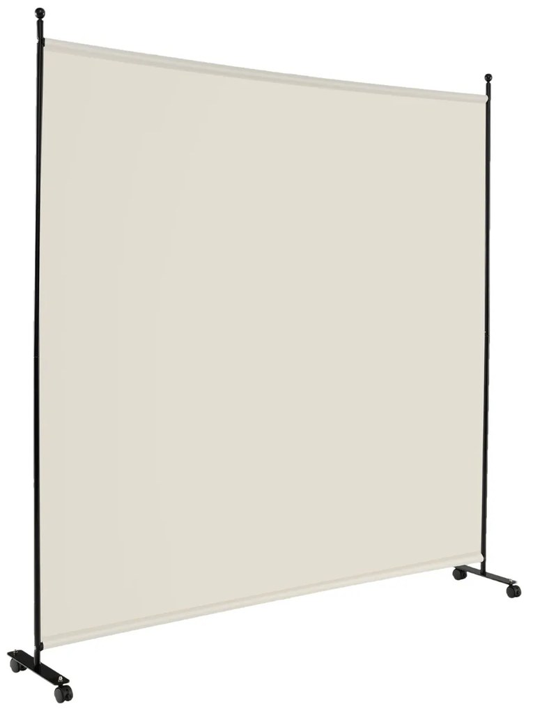 Biombo Divisória de ambientes 184 x 30 x 184 cm com painel único, tela de privacidade larga com rodas bloqueáveis branca