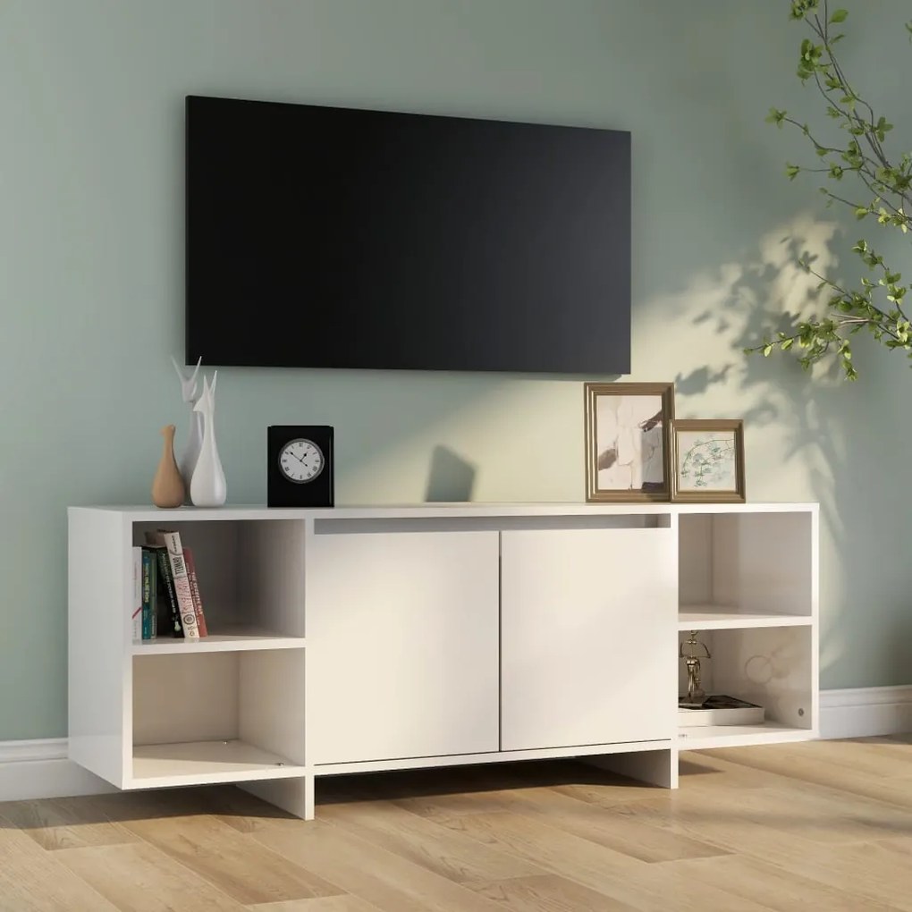 Móvel de TV Endy com 2 Portas de 130cm - Branco Brilhante - Design Mod