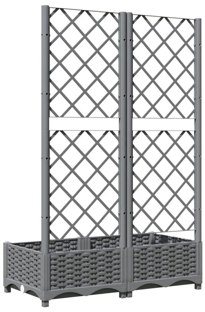 Vaso/floreira jardim c/ treliça 80x40x121,5 cm PP cinza-claro