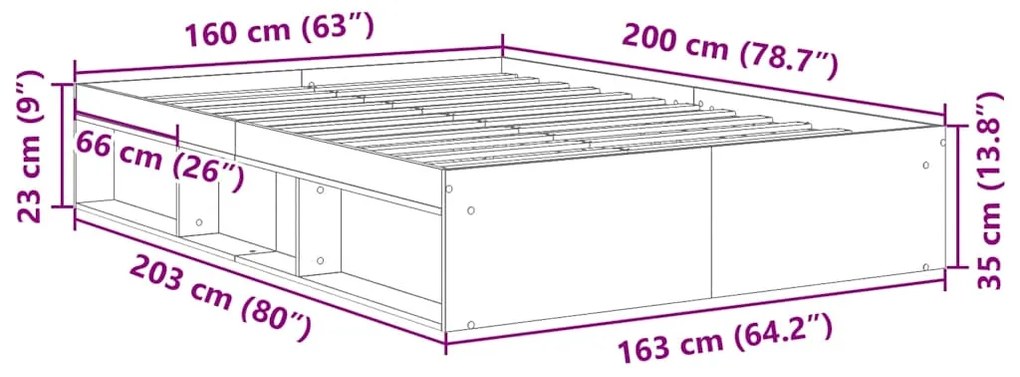 Estrutura de cama 160x200 cm carvalho castanho