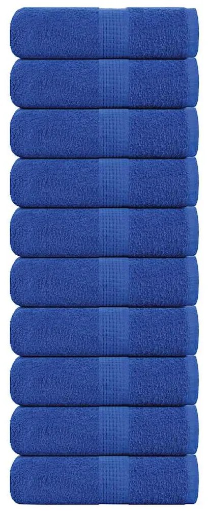 vidaXL Toalhas de mãos 10 pcs 30x30 cm 360 g/m2 100% algodão azul