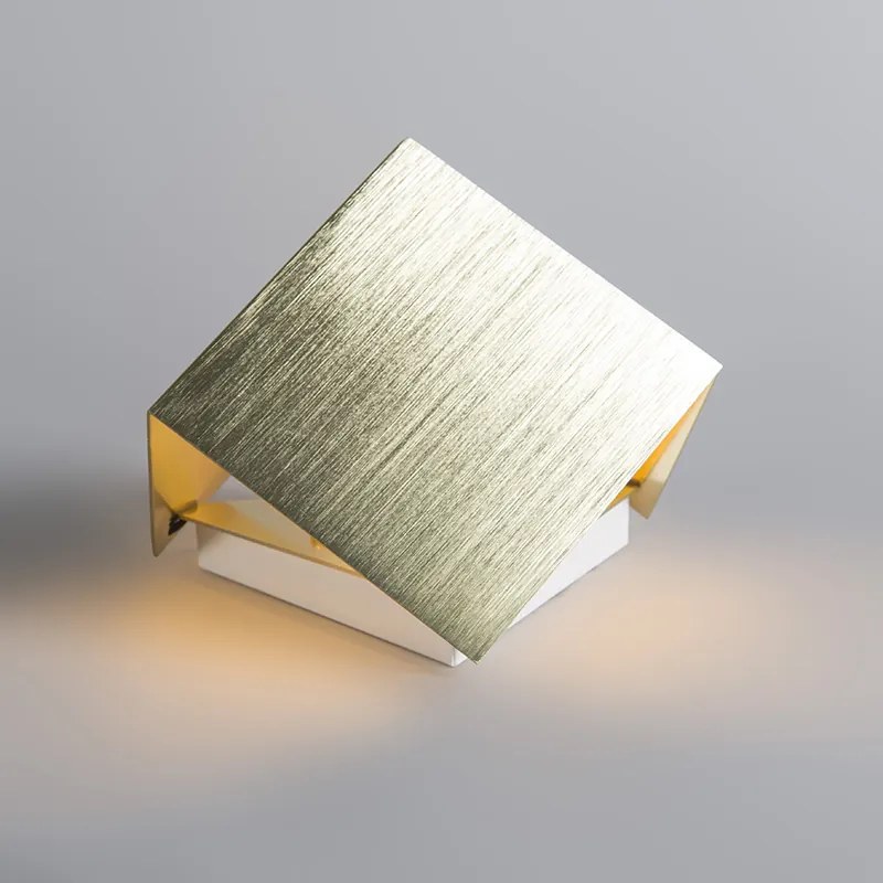 Conjunto de 2 Apliques de Parede Modernos Dourados - Cube