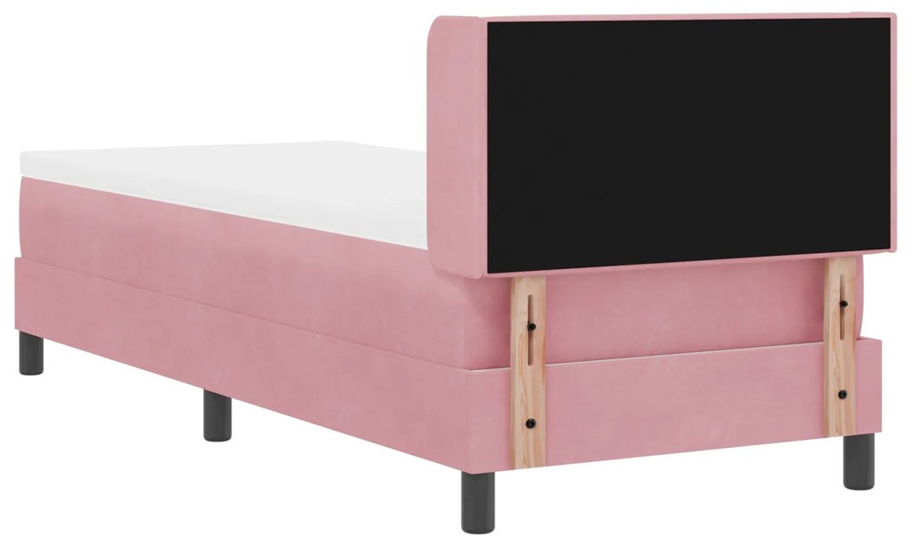 Cama Box Spring com Colchão Rosa 80x200 cm Veludo