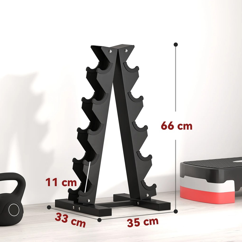 Suporte para Halteres (PESOS NÃO INCLUIDOS) de 5 Níveis Suporte de Armazenamento para Halteres de Aço para Treinamento 35x33x66 cm Preto
