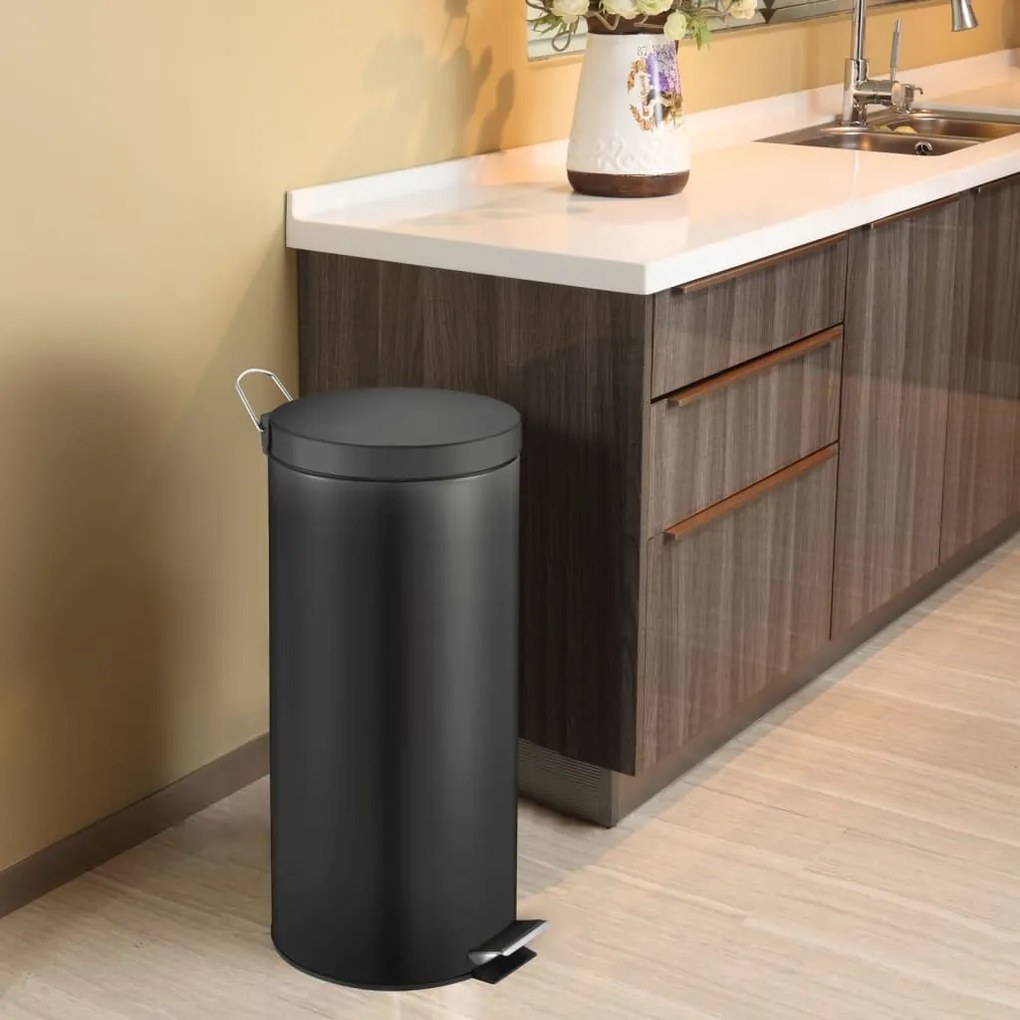 440075 EKO Caixote do lixo com pedal Classic 30 L preto